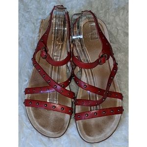 Dansko | Sandals Brigitte Studded Strappy Red Leather Up Lining Sz EU 40 US 9.5